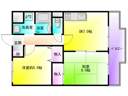 パストラルタツミ(2DK/2階)の間取り写真