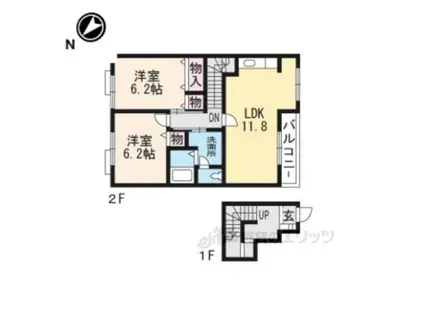 フィーレB(2LDK/2階)の間取り写真