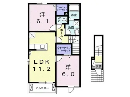 グランシャリオ IV(2LDK/2階)の間取り写真
