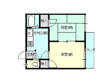 ビューハイツサトウ(2K/2階)の間取り写真