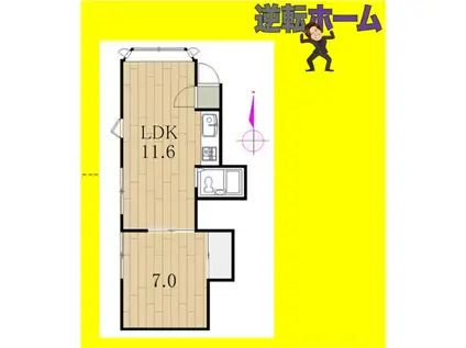 どりーむはうす(1LDK/3階)の間取り写真