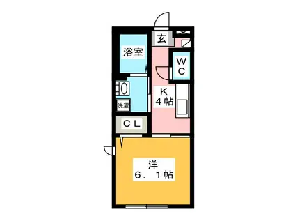 プレミアス下荻野(1K/1階)の間取り写真