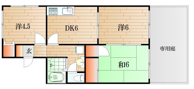 サンエステートみわ(3DK/1階)の間取り写真