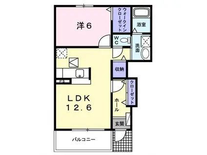 カルム・プロムナードII(1LDK/1階)の間取り写真