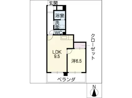 パークサイドI(1LDK/4階)の間取り写真