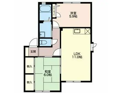 ディアスとなみII(2LDK/1階)の間取り写真