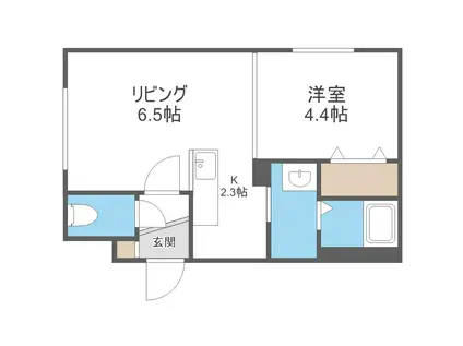 地下鉄南北線 南平岸駅 徒歩7分 4階建 築1年(1LDK/1階)の間取り写真
