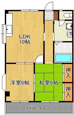 U-BASIC PORT.T A棟(2LDK/2階)の間取り写真