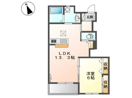 シャルム(1LDK/1階)の間取り写真