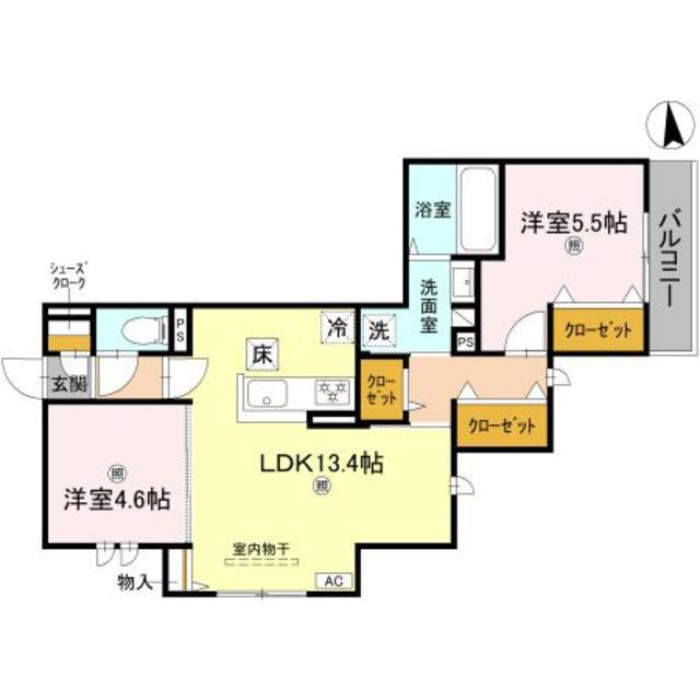 D-ROOM SAGARIMATSU(2LDK/1階)の間取り写真