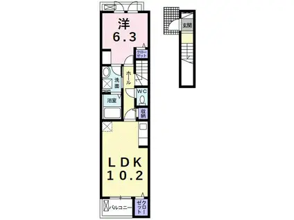 ココ浜田町(1LDK/2階)の間取り写真