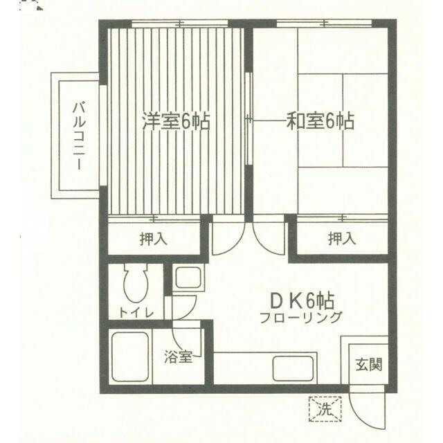 栗木荘(2DK/2階)の間取り写真