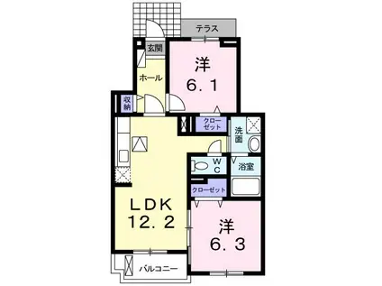 サンシティ イズミII(2LDK/1階)の間取り写真