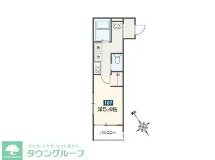 MELDIA新座II(1K/1階)の間取り写真