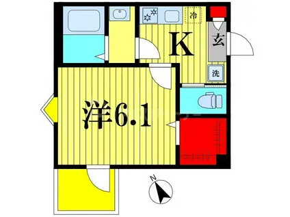 KEIAI RESIDENCE 新松戸II(1K/2階)の間取り写真
