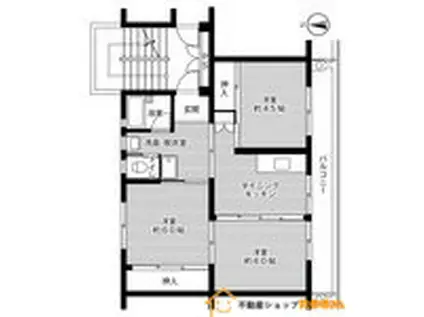 ビレッジハウス瀬高1(3DK/4階)の間取り写真