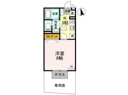 RIO AONO IV号館(1K/1階)の間取り写真