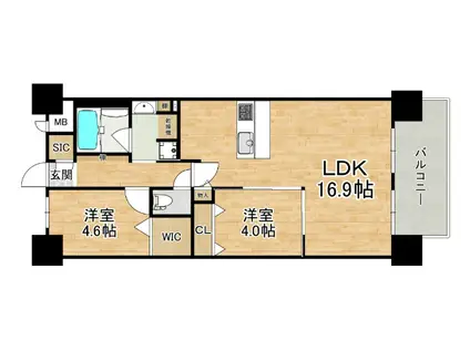 スプランディッドイレブン(2LDK/3階)の間取り写真