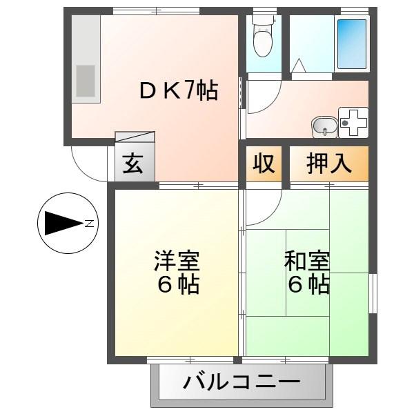 サクラハイツ平賀(2DK/1階)の間取り写真