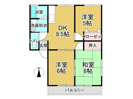 プルミエール(3DK/2階)の間取り写真