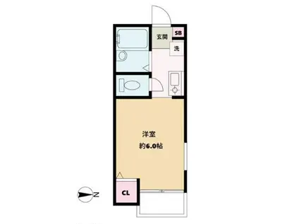 イーストハクラクヒルズA棟(1K/1階)の間取り写真