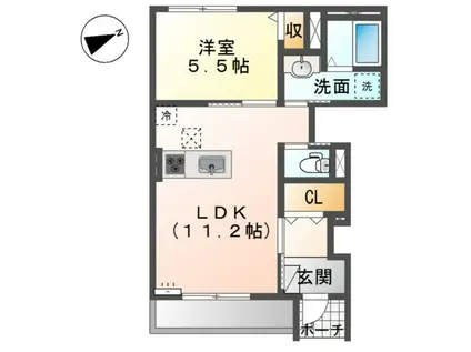 プランドールII(1LDK/1階)の間取り写真