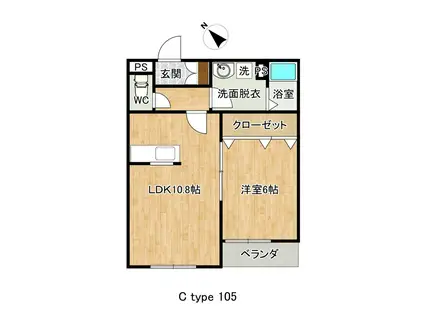 シルフソア台原(1LDK/1階)の間取り写真