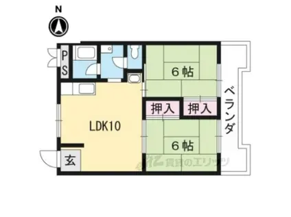 エバー・グリーン宇治弐番館(2LDK/3階)の間取り写真