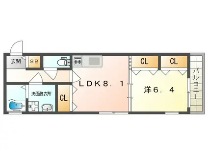 KTIレジデンス西三荘II(1LDK/1階)の間取り写真