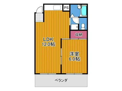 フェリスマンションII(1LDK/1階)の間取り写真