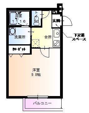 フジパレス喜連(1K/3階)の間取り写真