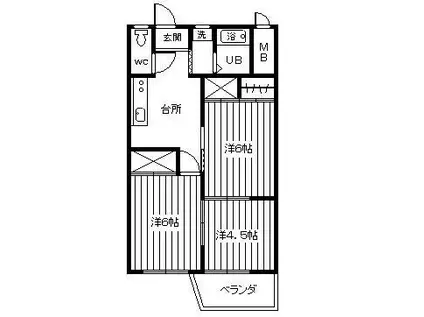 ランドパレス桑野(3DK/4階)の間取り写真