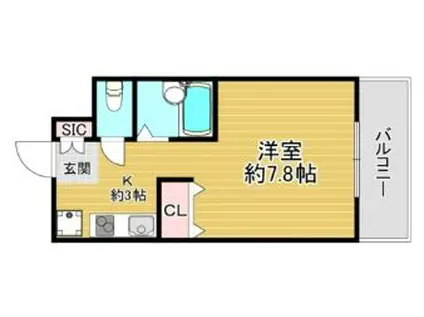 MESSAGE放出東(1K/3階)の間取り写真