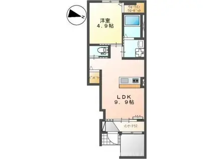 パンデュール・エム II(1LDK/1階)の間取り写真