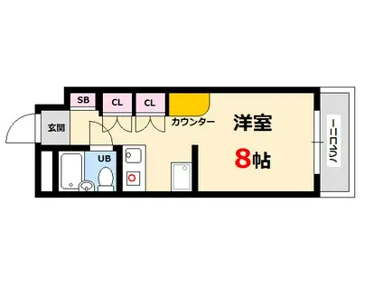 ラ・ポルト旭(ワンルーム/4階)の間取り写真