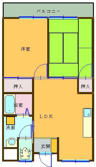 ユートピアハイツ(2LDK/4階)の間取り写真