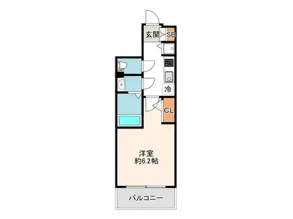 エスリード難波ザ・ブライト(1K/2階)の間取り写真