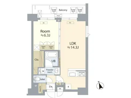 ステージファースト飯田橋アジールコート(1LDK/10階)の間取り写真