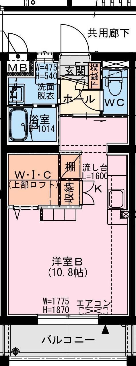ソレアード権現(ワンルーム/1階)の間取り写真