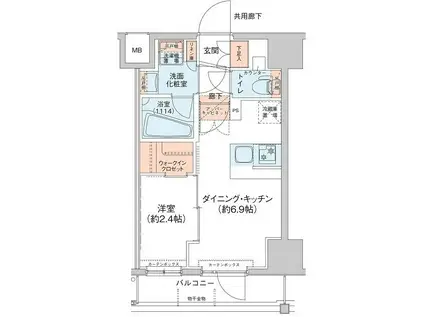 アジールコート新高円寺(1LDK/9階)の間取り写真
