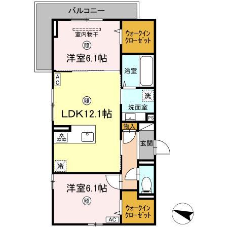 パークコート東雲(2LDK/2階)の間取り写真