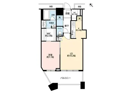 タワーマンション 高層階 (1LDK/17階)の間取り写真