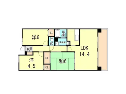 アプリーレ垂水(3LDK/3階)の間取り写真