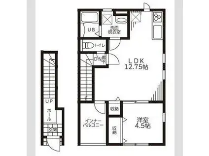 リーブルファイン江吉良(1LDK/2階)の間取り写真