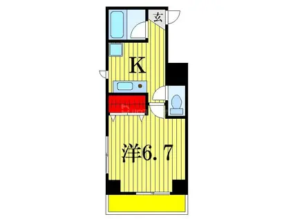 ヤサカハイム市川(1K/1階)の間取り写真
