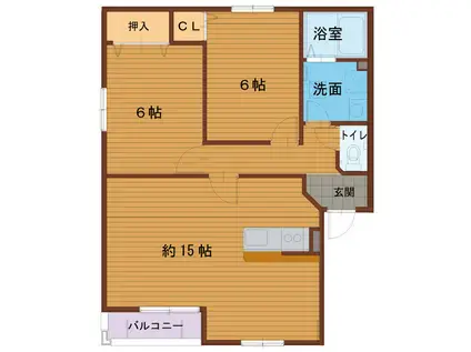 M&COOPERⅠ(2LDK/2階)の間取り写真