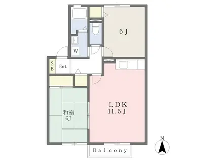 メゾンルピナス(2LDK/2階)の間取り写真