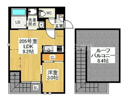 GRANDTIC オードリーI(1LDK/2階)の間取り写真