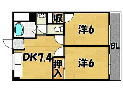 レジデンス東門真(2DK/3階)の間取り写真