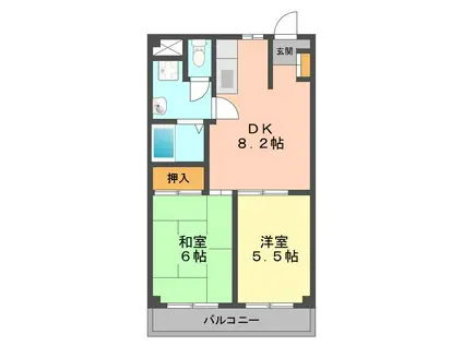 パームスプリングス(2DK/3階)の間取り写真